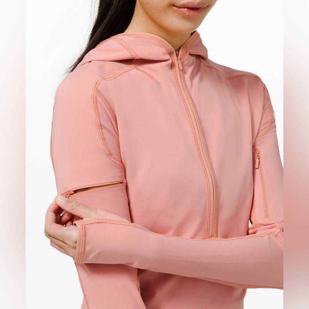 Lululemon Break a Trail 1/2 Zip Hoodie 6 Pink Pastel Pockets Reflective Hiking